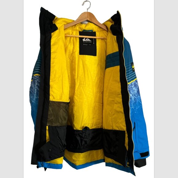 NWT Quiksilver Men's Lyon Blue Benzal Printed Jacket Dry Flight Highline 10K M - Picture 2 of 11